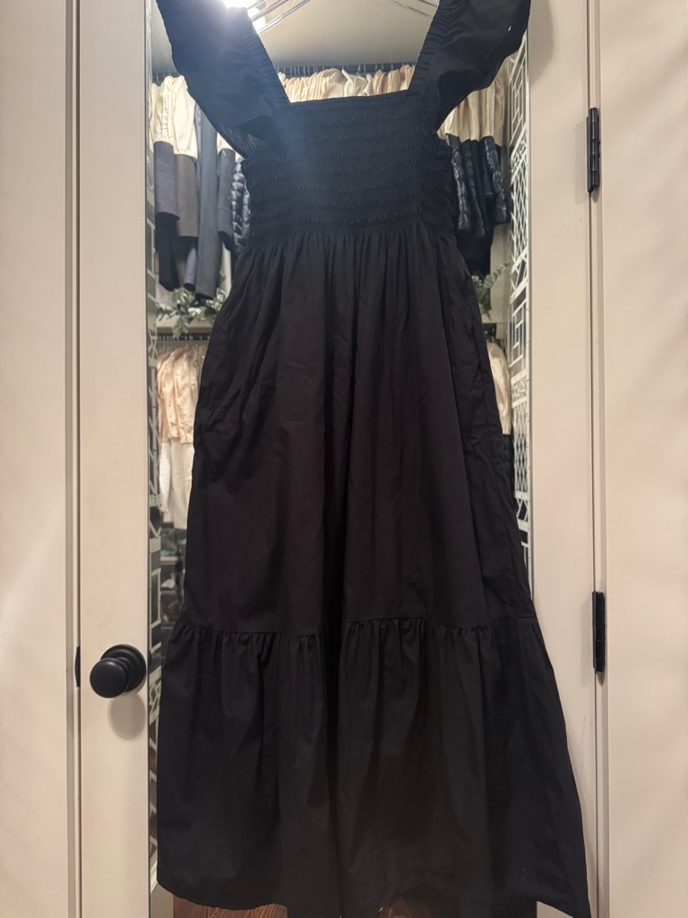 Black Maxi Sundress with Smocked Bodice